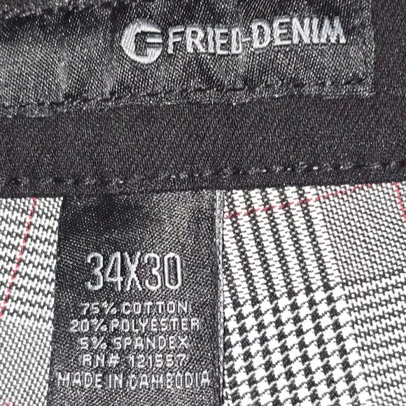 FRIED DENIUM BLACK AND GRAY PLAID STRAIGHT LEG PANTS MENS SIZE 34 X 30 - Picture 5 of 6